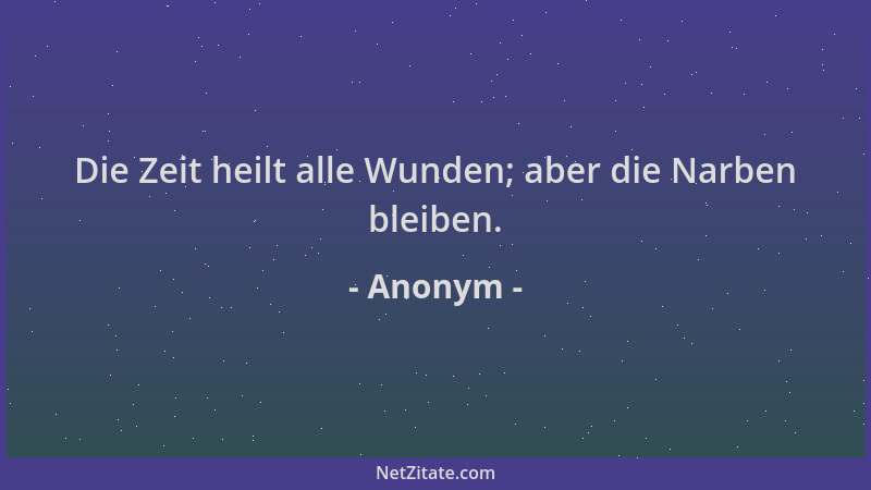 Anonym - Die Zeit heilt alle Wunden; aber die Narben bleiben....