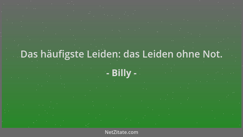 Billy - Das häufigste Leiden: das Leiden ohne Not....