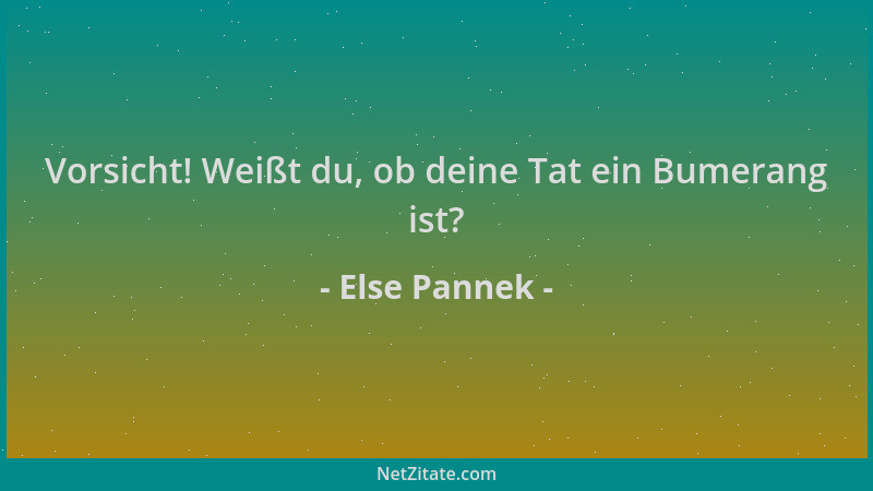 Else Pannek - Vorsicht! Weißt du, ob deine Tat ein Bumerang ist?...