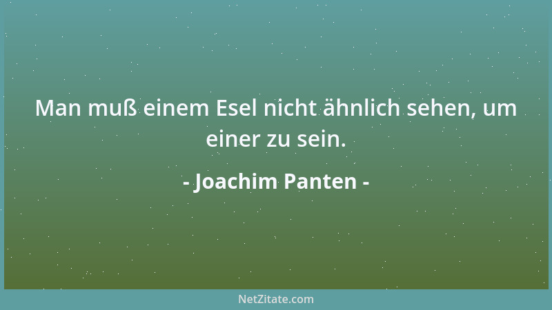 Joachim Panten - Man muß einem Esel nicht ähnlich sehen, um einer zu sein....