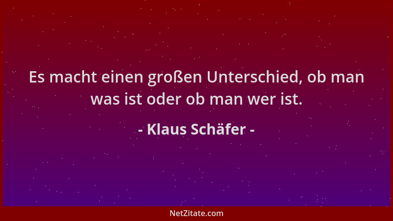 Klaus Schäfer - Es macht einen großen Unterschied, ob man was ist oder ob man wer ist....