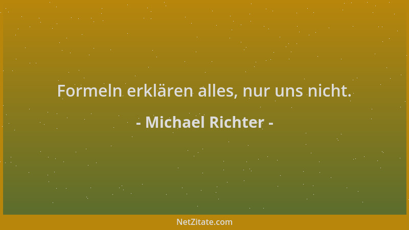 Michael Richter - Formeln erklären alles, nur uns nicht....