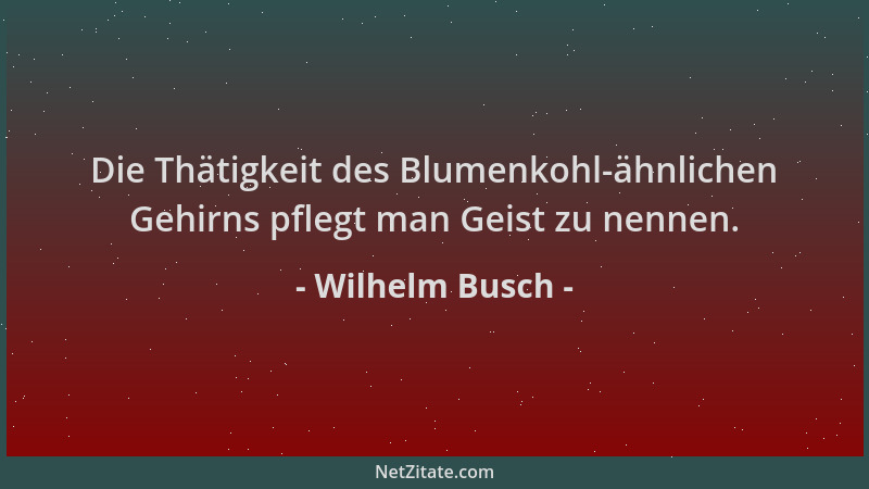 Wilhelm Busch - Die Thätigkeit des Blumenkohl-ähnlichen Gehirns pflegt man Geist zu nennen....