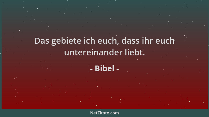 Bibel - Das gebiete ich euch, dass ihr euch untereinander liebt....