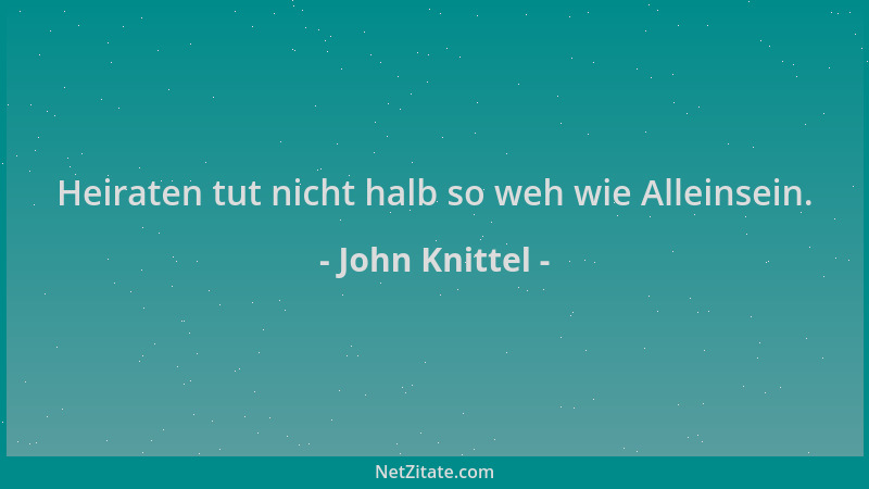 John Knittel - Heiraten tut nicht halb so weh wie Alleinsein....
