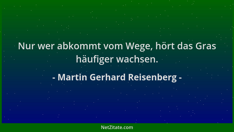 Martin Gerhard Reisenberg - Nur wer abkommt vom Wege, hört das Gras häufiger wachsen....