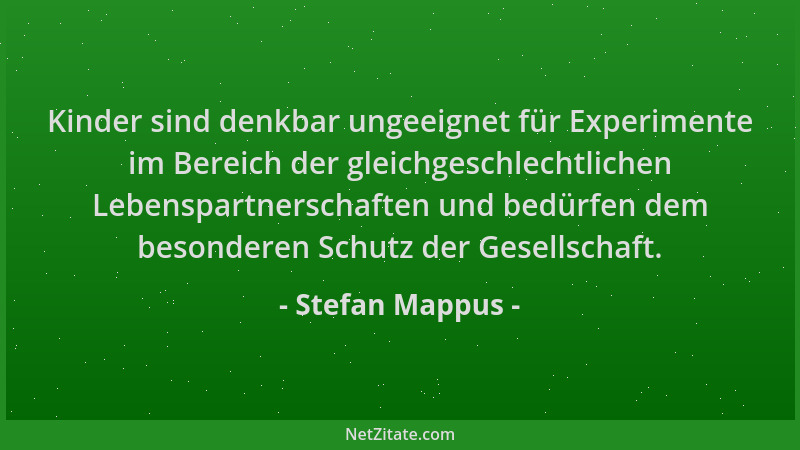 Stefan Mappus - Kinder sind denkbar ungeeignet für Experimente im Bereich der gleichgeschlechtlichen Lebenspartnerschaften...