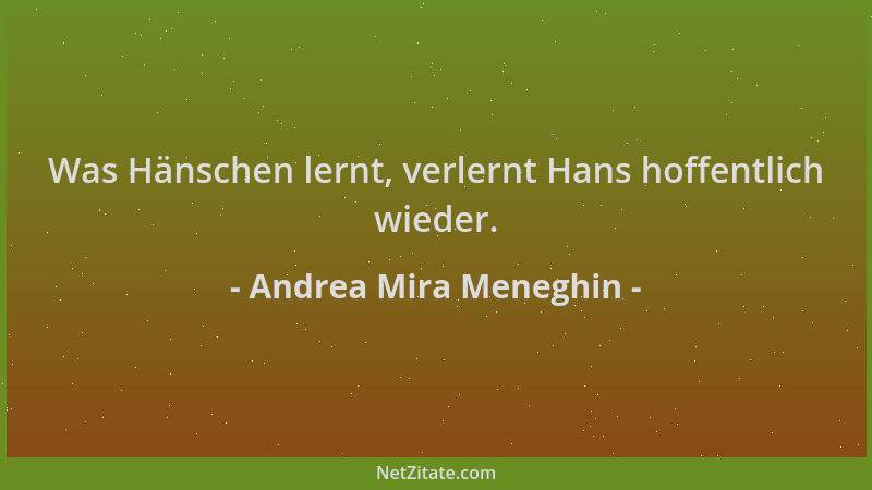 Andrea Mira Meneghin - Was Hänschen lernt, verlernt Hans hoffentlich wieder....