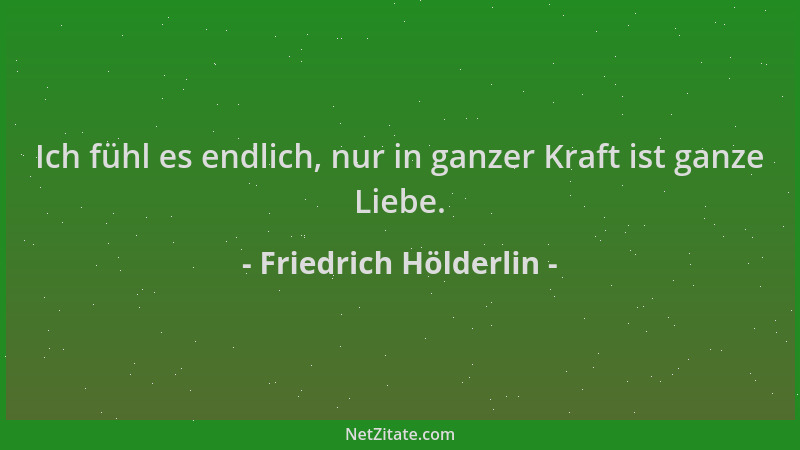 Friedrich Hölderlin - Ich fühl es endlich, nur in ganzer Kraft ist ganze Liebe....