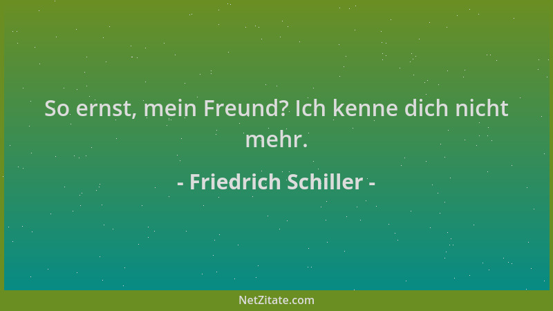 Friedrich Schiller - So ernst, mein Freund? Ich kenne dich nicht mehr....