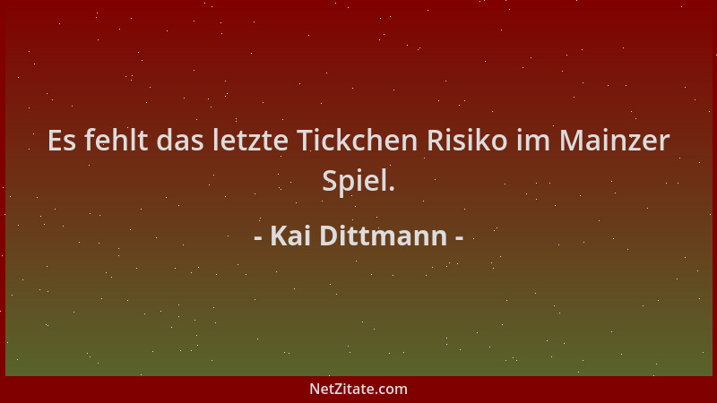 Kai Dittmann - Es fehlt das letzte Tickchen Risiko im Mainzer Spiel....
