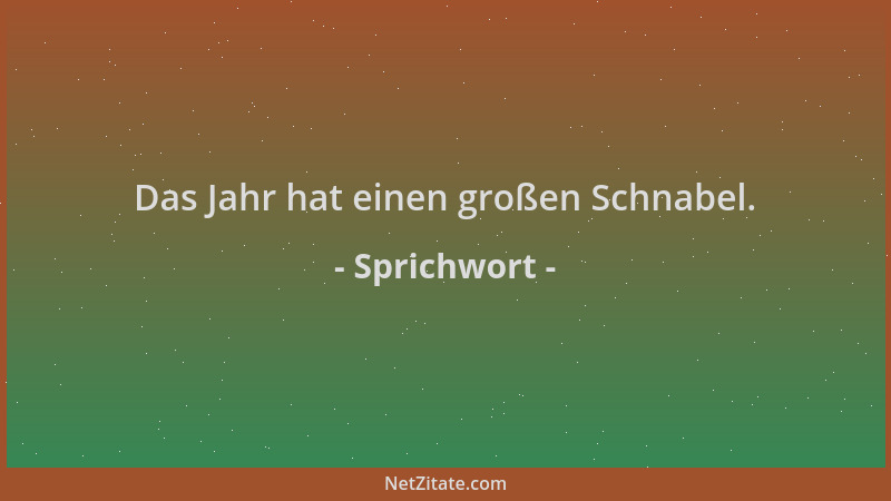 Sprichwort - Das Jahr hat einen großen Schnabel....