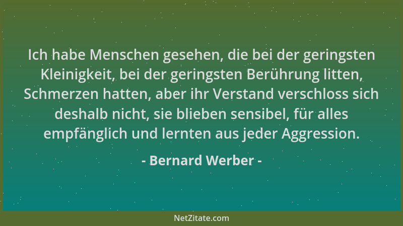 Bernard Werber - Ich habe Menschen gesehen, die bei der geringsten Kleinigkeit, bei der geringsten Berührung litten, Schmer...