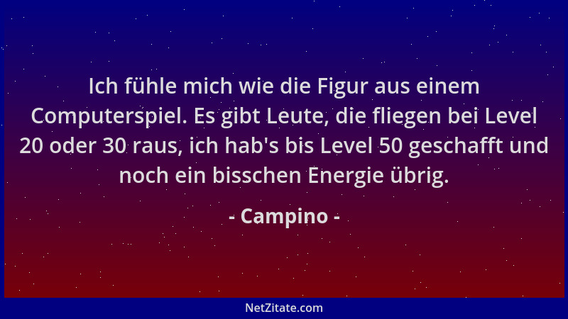 Campino - Ich fühle mich wie die Figur aus einem Computerspiel. Es gibt Leute, die fliegen bei Level 20 oder 30 raus, ich h...