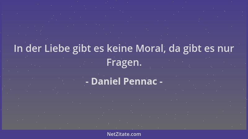 Daniel Pennac - In der Liebe gibt es keine Moral, da gibt es nur Fragen....