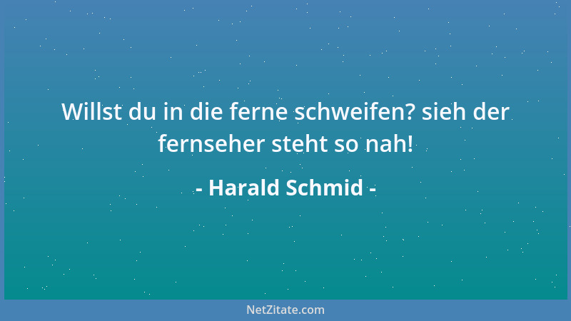 Harald Schmid - Willst du in die ferne schweifen? sieh der fernseher steht so nah!...