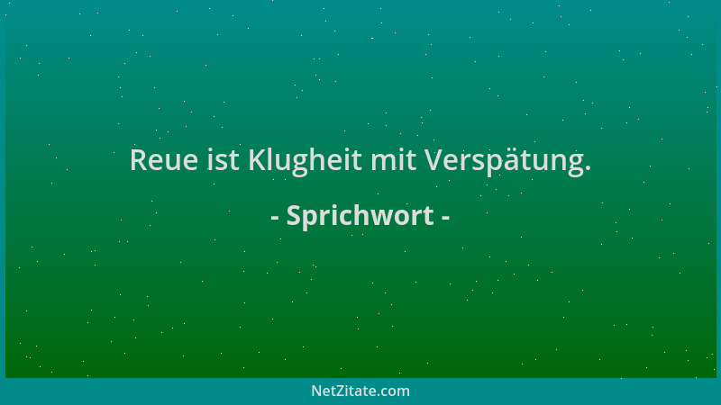 Sprichwort - Reue ist Klugheit mit Verspätung....