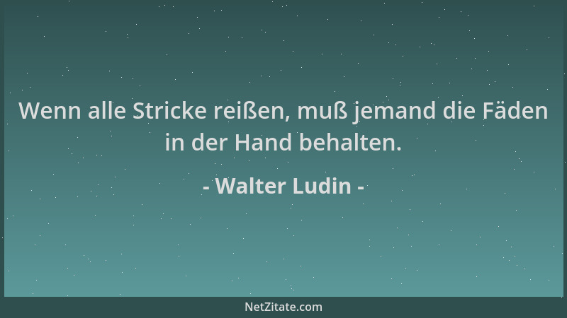 Walter Ludin - Wenn alle Stricke reißen, muß jemand die Fäden in der Hand behalten....