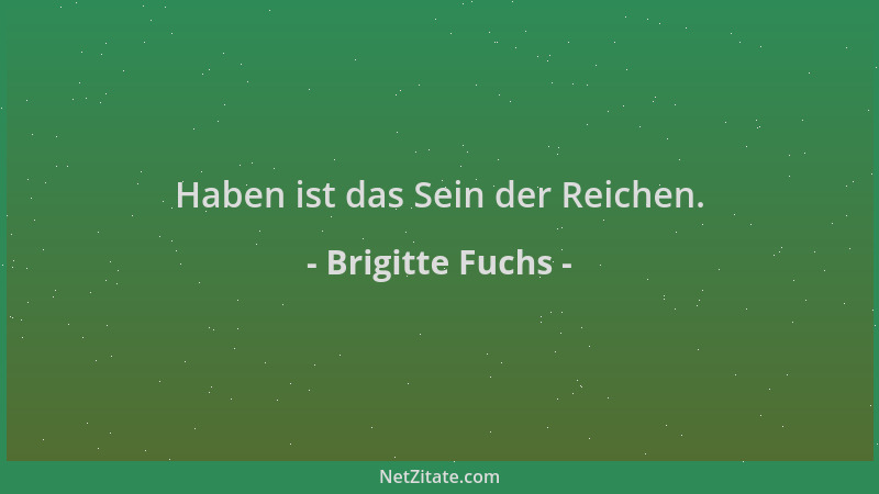 Brigitte Fuchs - Haben ist das Sein der Reichen....