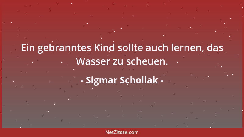 Sigmar Schollak - Ein gebranntes Kind sollte auch lernen, das Wasser zu scheuen....