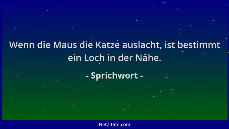Sprichwort - Wenn die Maus die Katze auslacht, ist bestimmt ein Loch in der Nähe....
