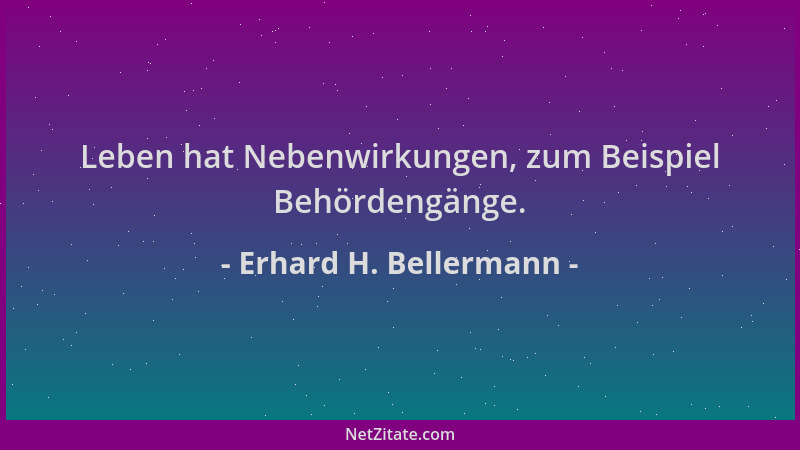 Erhard H. Bellermann - Leben hat Nebenwirkungen, zum Beispiel Behördengänge....