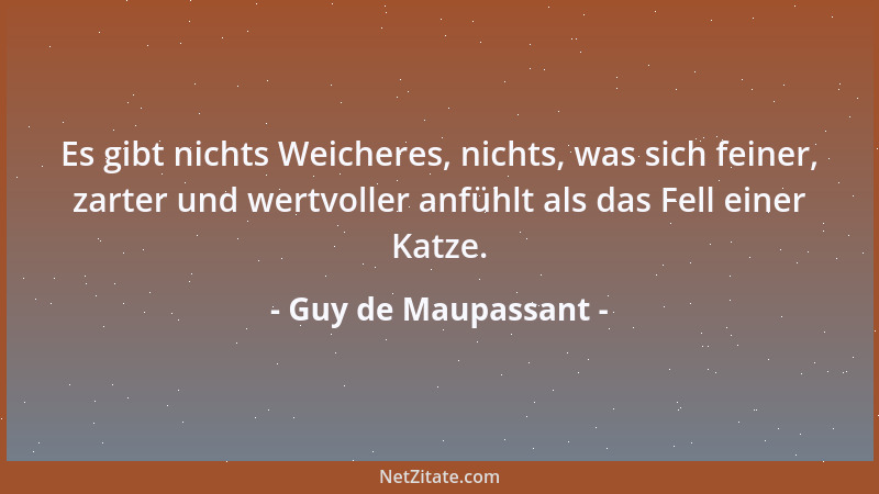 Guy de Maupassant - Es gibt nichts Weicheres, nichts, was sich feiner, zarter und wertvoller anfühlt als das Fell einer Kat...