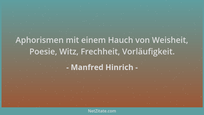 Manfred Hinrich - Aphorismen mit einem Hauch von Weisheit, Poesie, Witz, Frechheit, Vorläufigkeit....