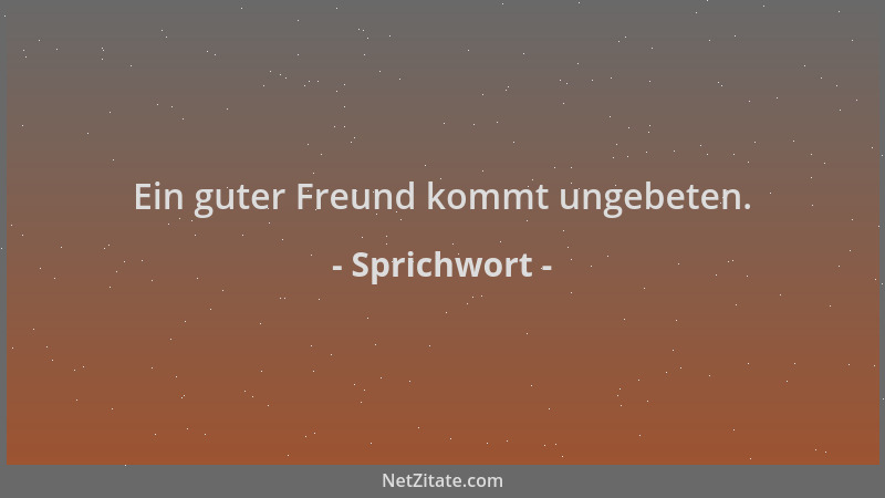 Sprichwort - Ein guter Freund kommt ungebeten....