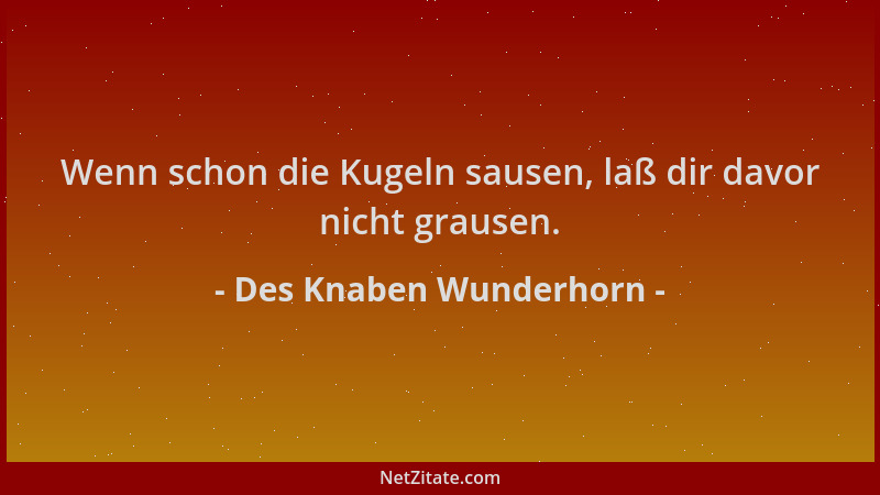 Des Knaben Wunderhorn - Wenn schon die Kugeln sausen, laß dir davor nicht grausen....