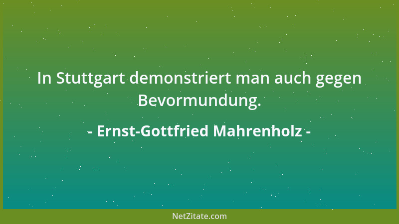 Ernst-Gottfried Mahrenholz - In Stuttgart demonstriert man auch gegen Bevormundung....