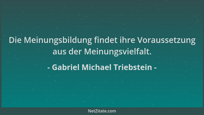 Gabriel Michael Triebstein - Die Meinungsbildung findet ihre Voraussetzung aus der Meinungsvielfalt....