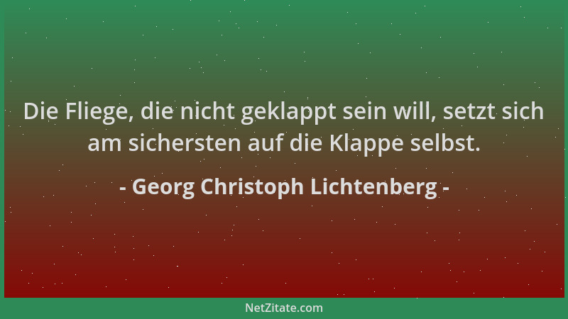 Georg Christoph Lichtenberg - Die Fliege, die nicht geklappt sein will, setzt sich am sichersten auf die Klappe selbst....