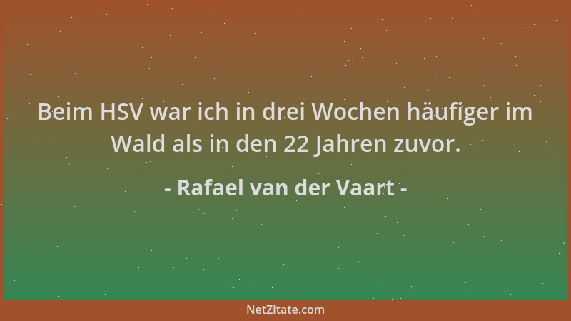 Rafael van der Vaart - Beim HSV war ich in drei Wochen häufiger im Wald als in den 22 Jahren zuvor....