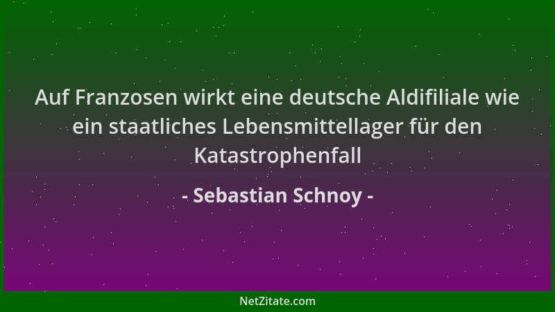 Sebastian Schnoy - Auf Franzosen wirkt eine deutsche Aldifiliale wie ein staatliches Lebensmittellager für den Katastrophen...