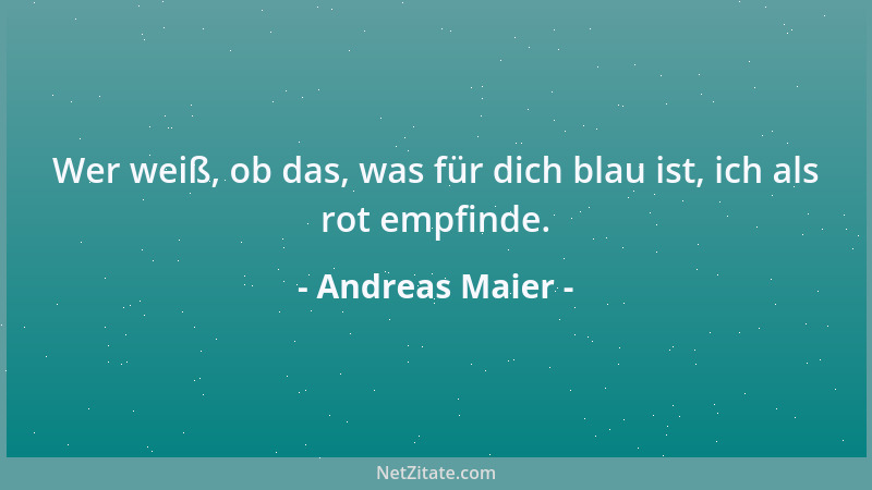 Andreas Maier - Wer weiß, ob das, was für dich blau ist, ich als rot empfinde....