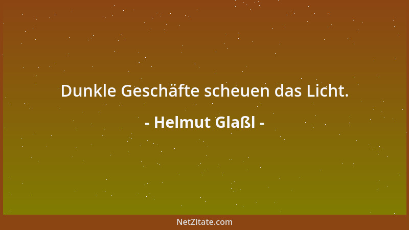 Helmut Glaßl - Dunkle Geschäfte scheuen das Licht....
