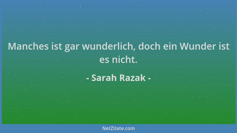 Sarah Razak - Manches ist gar wunderlich, doch ein Wunder ist es nicht....