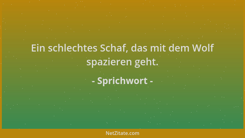 Sprichwort - Ein schlechtes Schaf, das mit dem Wolf spazieren geht....