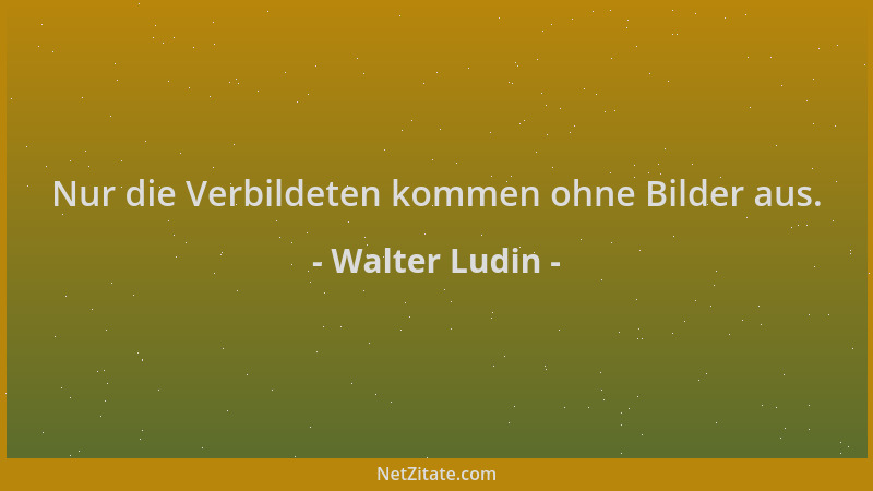 Walter Ludin - Nur die Verbildeten kommen ohne Bilder aus....