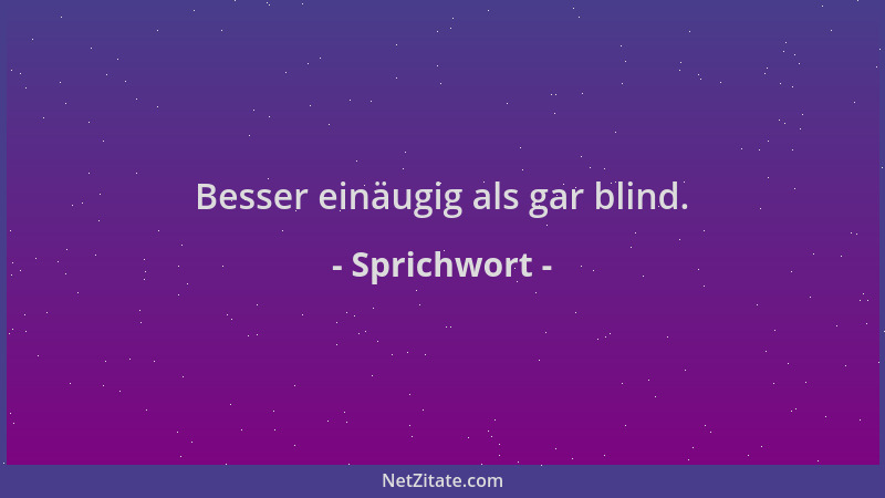 Sprichwort - Besser einäugig als gar blind....
