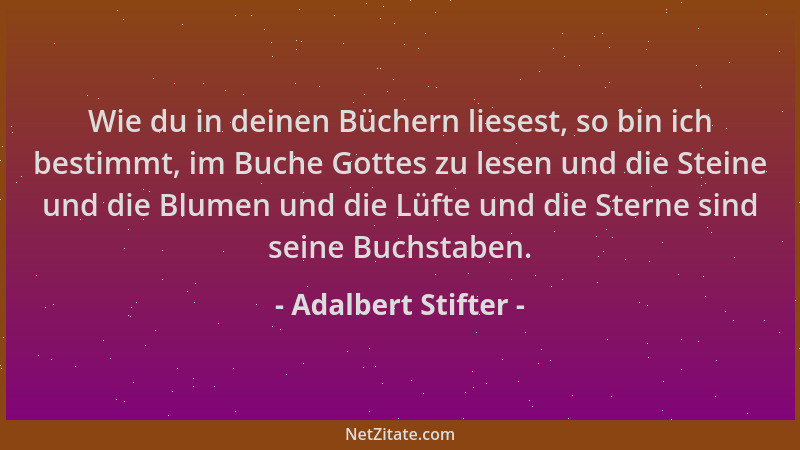 Adalbert Stifter - Wie du in deinen Büchern liesest, so bin ich bestimmt, im Buche Gottes zu lesen und die Steine und die B...