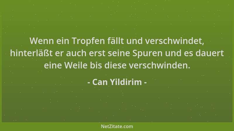 Can Yildirim - Wenn ein Tropfen fällt und verschwindet, hinterläßt er auch erst seine Spuren und es dauert eine Weile bis d...