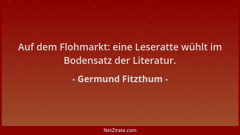 Germund Fitzthum - Auf dem Flohmarkt: eine Leseratte wühlt im Bodensatz der Literatur....