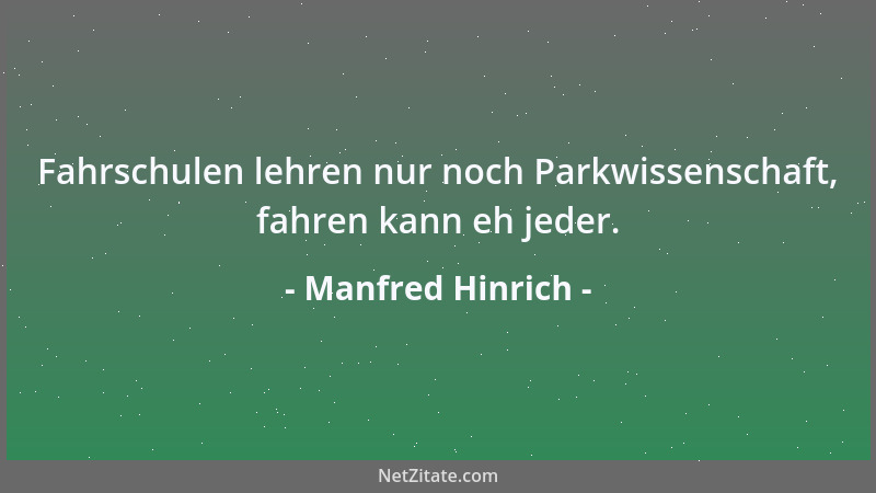 Manfred Hinrich - Fahrschulen lehren nur noch Parkwissenschaft, fahren kann eh jeder....