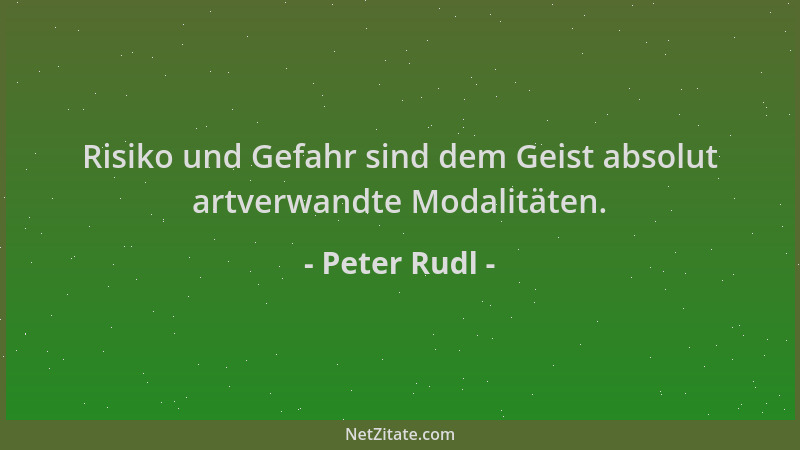 Peter Rudl - Risiko und Gefahr sind dem Geist absolut artverwandte Modalitäten....