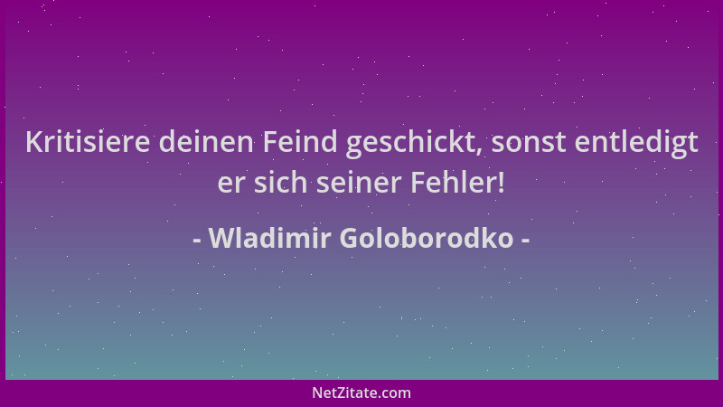 Wladimir Goloborodko - Kritisiere deinen Feind geschickt, sonst entledigt er sich seiner Fehler!...