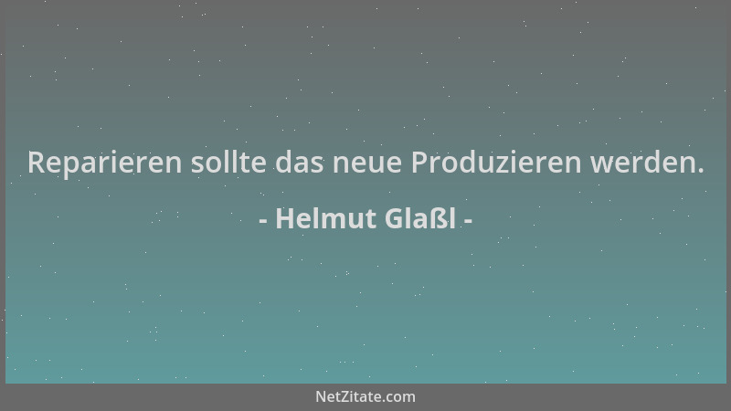 Helmut Glaßl - Reparieren sollte das neue Produzieren werden....