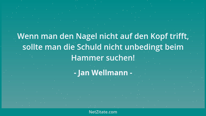 Jan Wellmann - Wenn man den Nagel nicht auf den Kopf trifft, sollte man die Schuld nicht unbedingt beim Hammer suchen!...