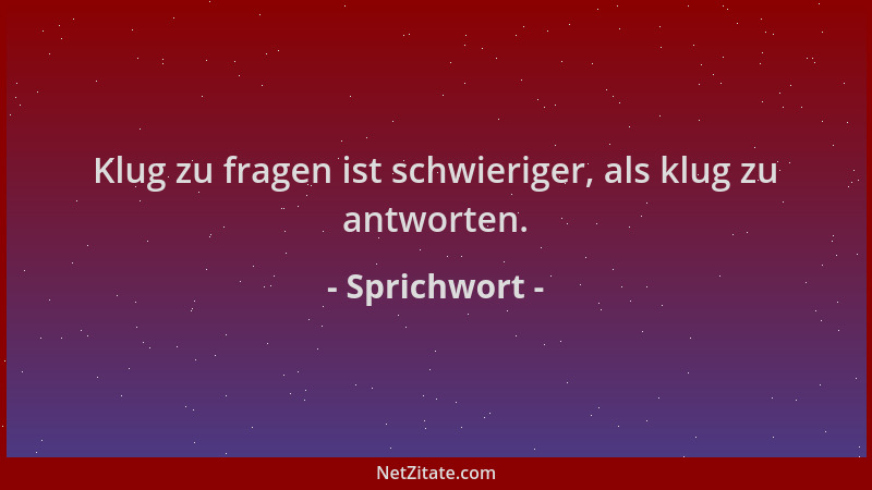 Sprichwort - Klug zu fragen ist schwieriger, als klug zu antworten....